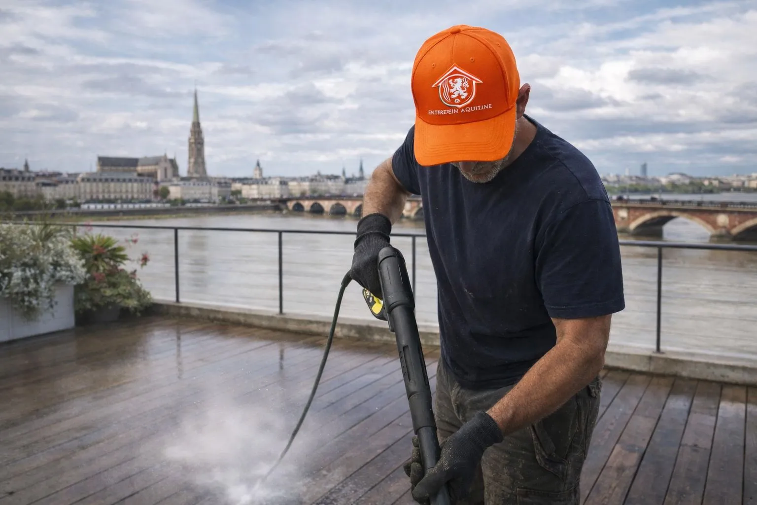 Nettoyage de terrasse en pierre à Bordeaux par Entretien Aquitaine